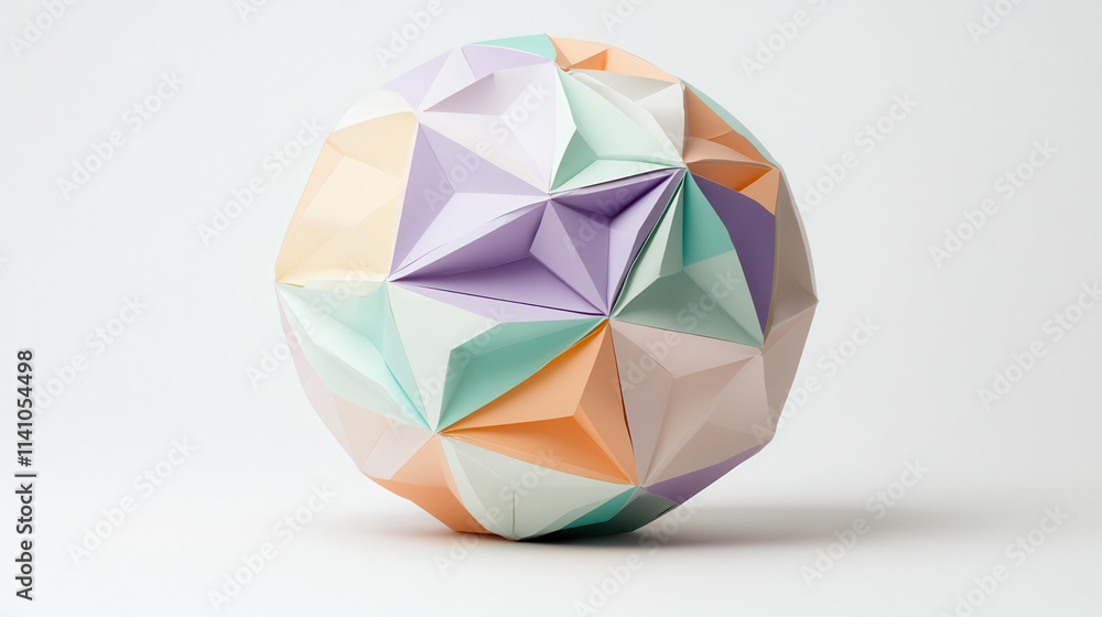 A geometrically textured globe resembling origami paper art, pastel tones of lilac, soft teal, and light orange, sharp and vivid details, clean white background, isolated and crisp, high-definition, h A geometrically textured globe resembling origami paper art, pastel tones of lilac, soft teal, and light orange, sharp and vivid details, clean white background, isolated and crisp, high-definition, h
