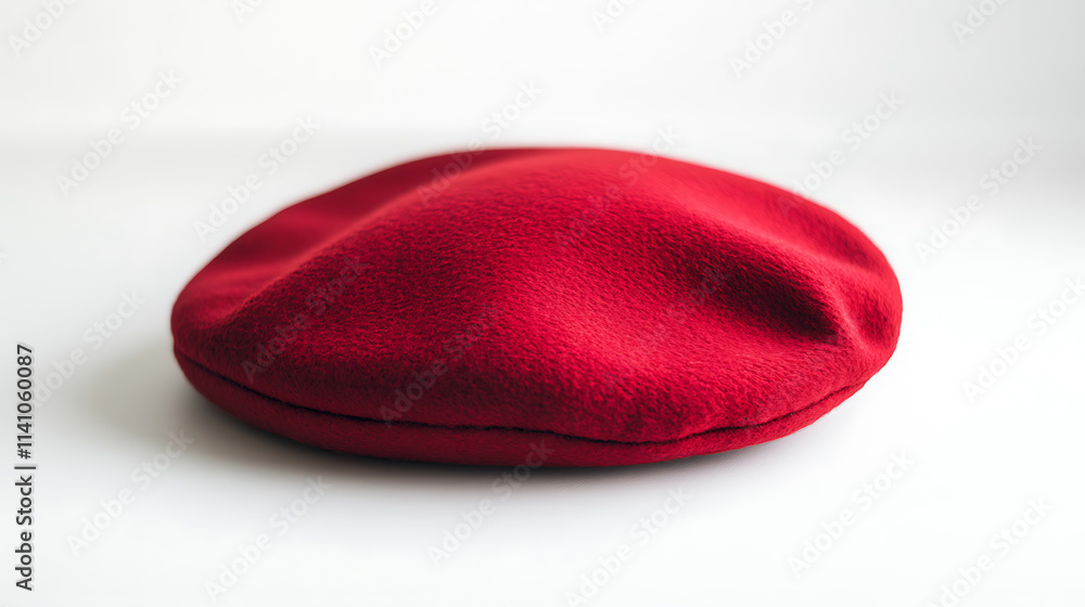 Close up on red french beret prop accessory on white background Close up on red french beret prop accessory on white background