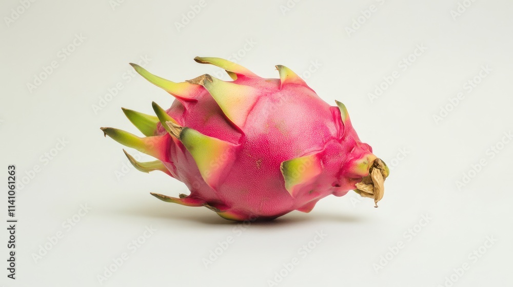 Vibrant Pink Dragon Fruit on White Background Vibrant Pink Dragon Fruit on White Background
