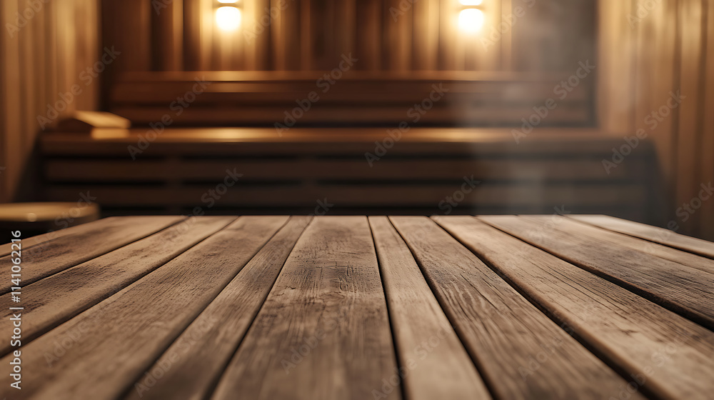 A close up of a rustic empty wooden table with blurred barbershop background A close up of a rustic empty wooden table with blurred barbershop background