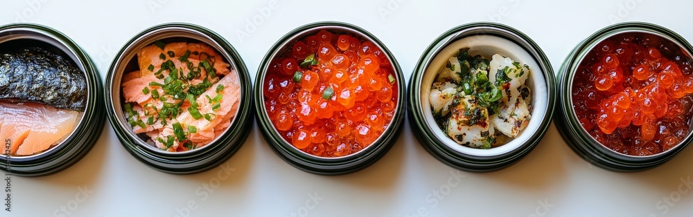 Opened tuna cans with rustic background and tomatoes