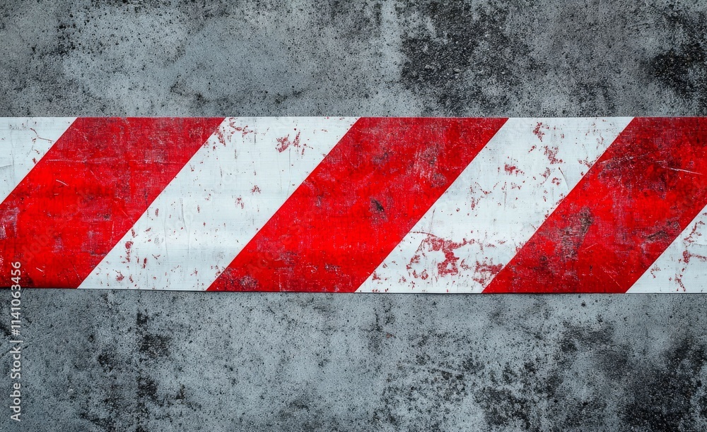 Naklejka premium red and white Striped Barrier on a concrete wall