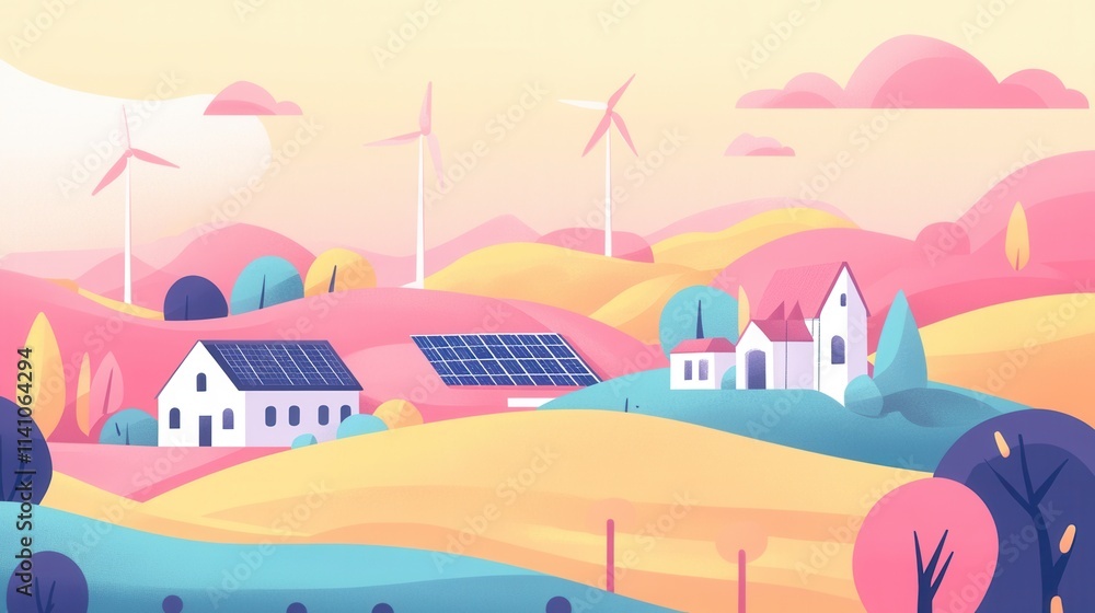 Modern Farms with Solar Panels for Renewable Energy Modern Farms with Solar Panels for Renewable Energy