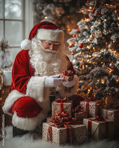 Santa puts presents 
