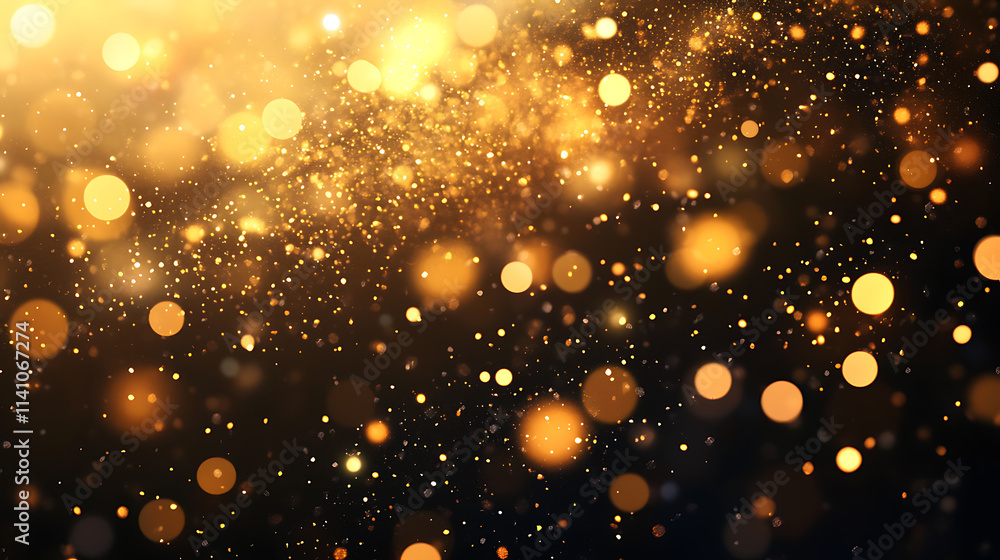 Abstract background with golden confetti and bokeh lights, creating a festive and celebratory atmosphere isolated on white Abstract background with golden confetti and bokeh lights, creating a festive and celebratory atmosphere isolated on white