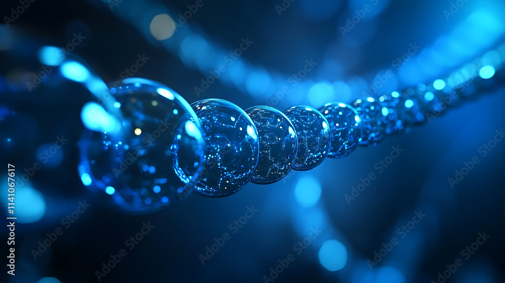 Abstract blue background with a glowing wave line illustration, an technology concept Abstract blue background with a glowing wave line illustration, an technology concept