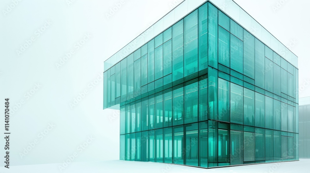Modern glass building with a sleek design, set against a foggy backdrop. Modern glass building with a sleek design, set against a foggy backdrop.