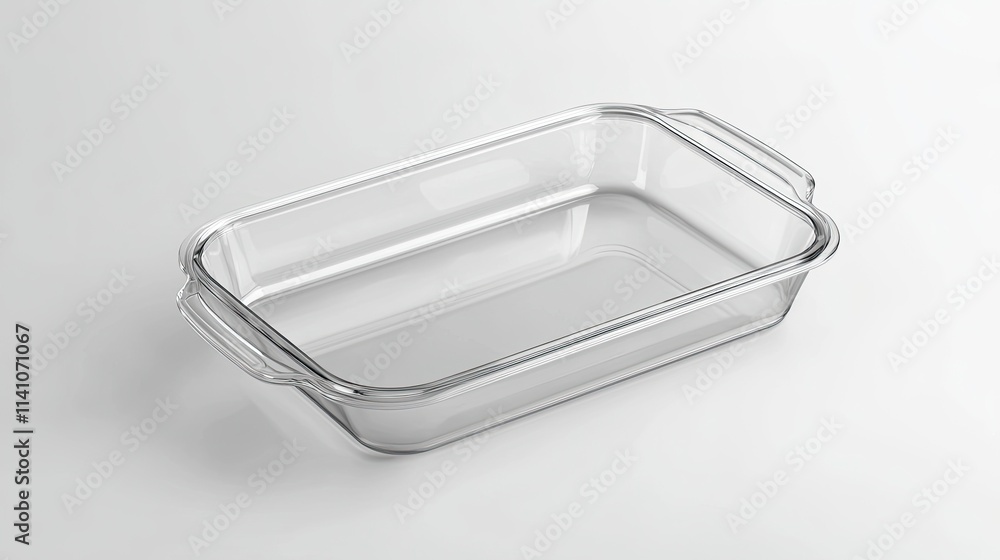 A clear glass baking dish with handles, ideal for cooking and serving various dishes. A clear glass baking dish with handles, ideal for cooking and serving various dishes.