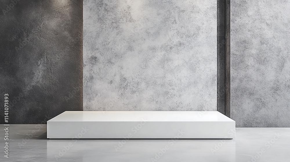 empty white podium with textured gray background, great for product display and photography empty white podium with textured gray background, great for product display and photography