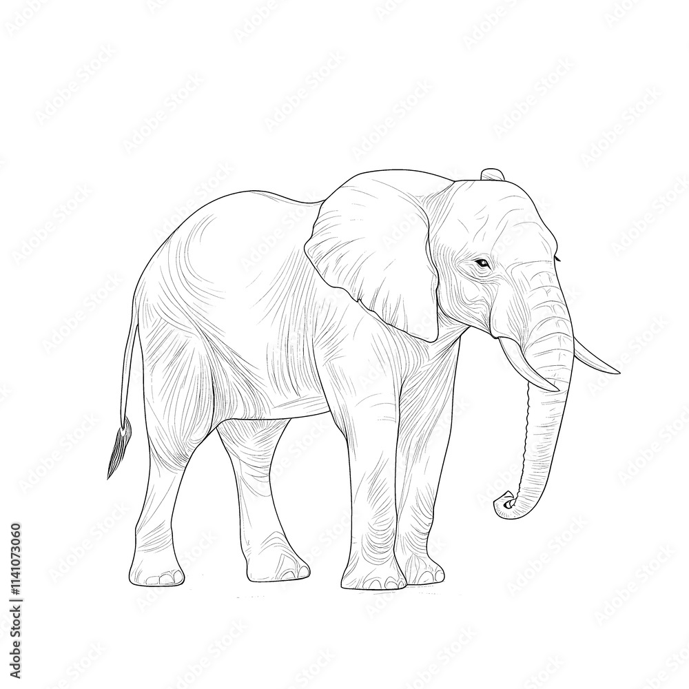 Line art drawing of an African elephant. Line art drawing of an African elephant.
