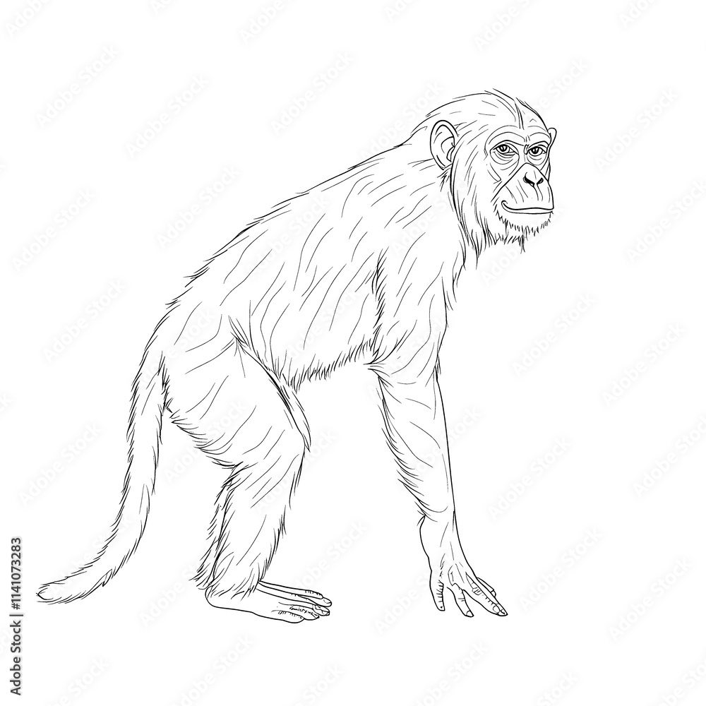 Fototapeta premium Line drawing of a chimpanzee.