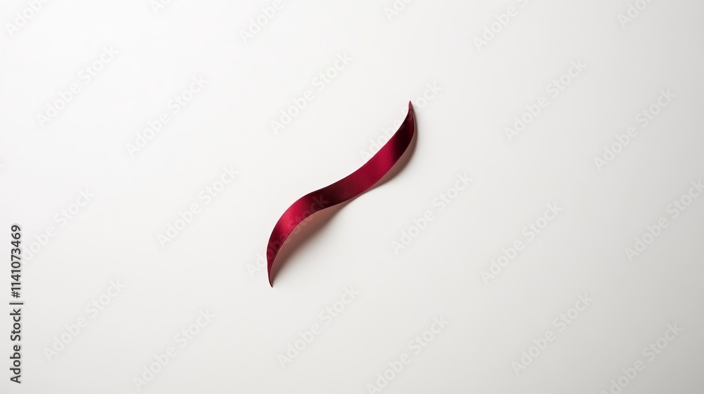 A modern-style red ribbon with a curved badge and label, set against a white background. A modern-style red ribbon with a curved badge and label, set against a white background.