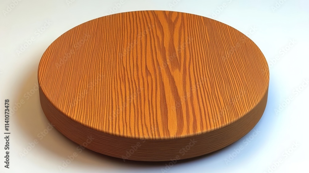 Mock up of a round wooden podium base, isolated against a white background Mock up of a round wooden podium base, isolated against a white background