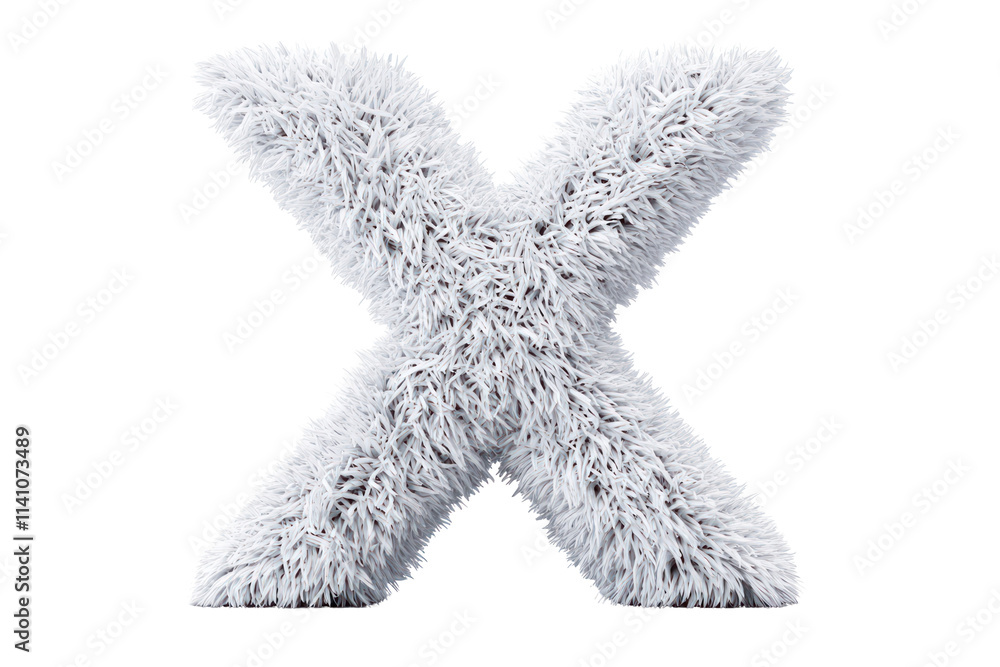 Fluffy white letter X isolated on white background. Fluffy white letter X isolated on white background.