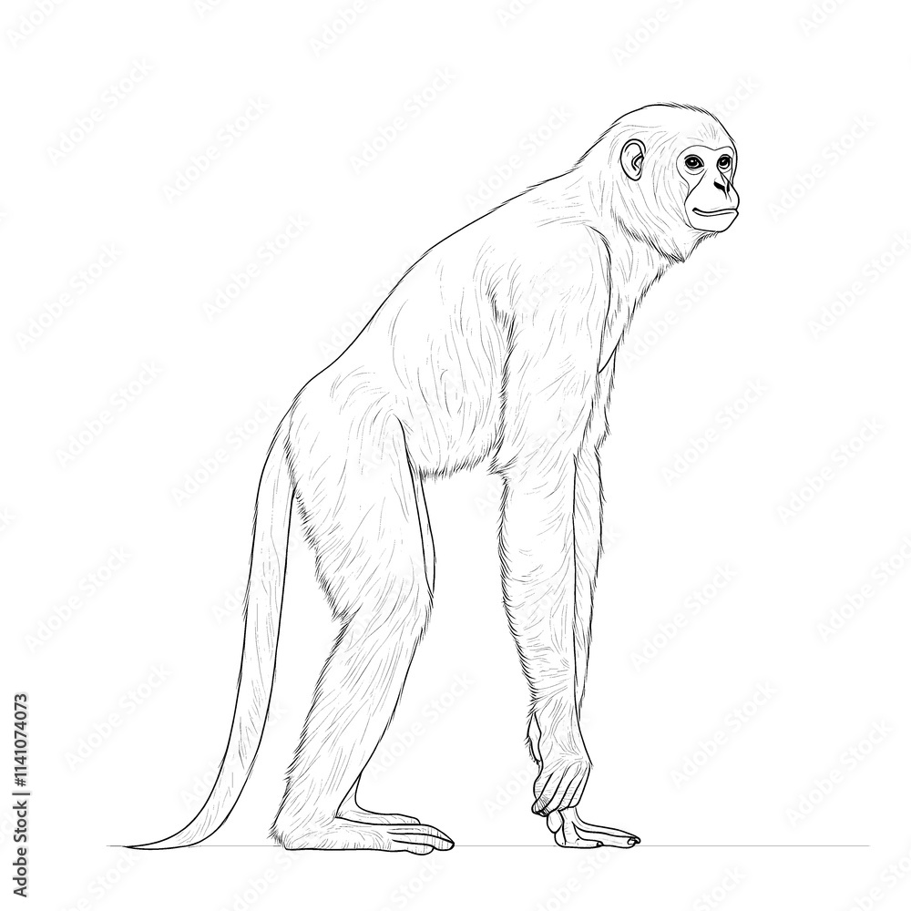 Obraz premium Line drawing of a monkey.