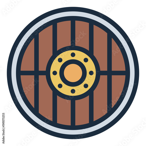 Viking Shield filled line icon for protection warrior