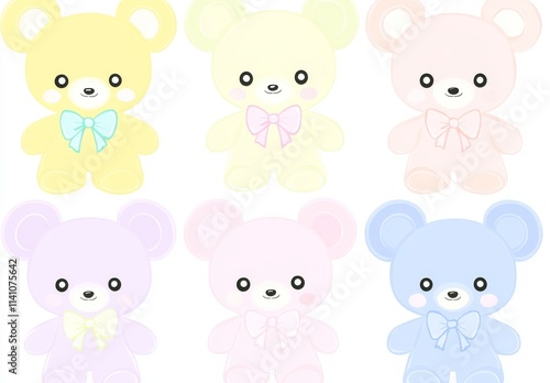 A delightful assortment of teddy bear cartoon characters. Stylized artwork with a white background.