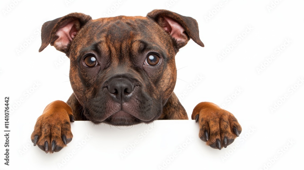 Obraz premium Puppy dog holding an empty banner on a transparent background