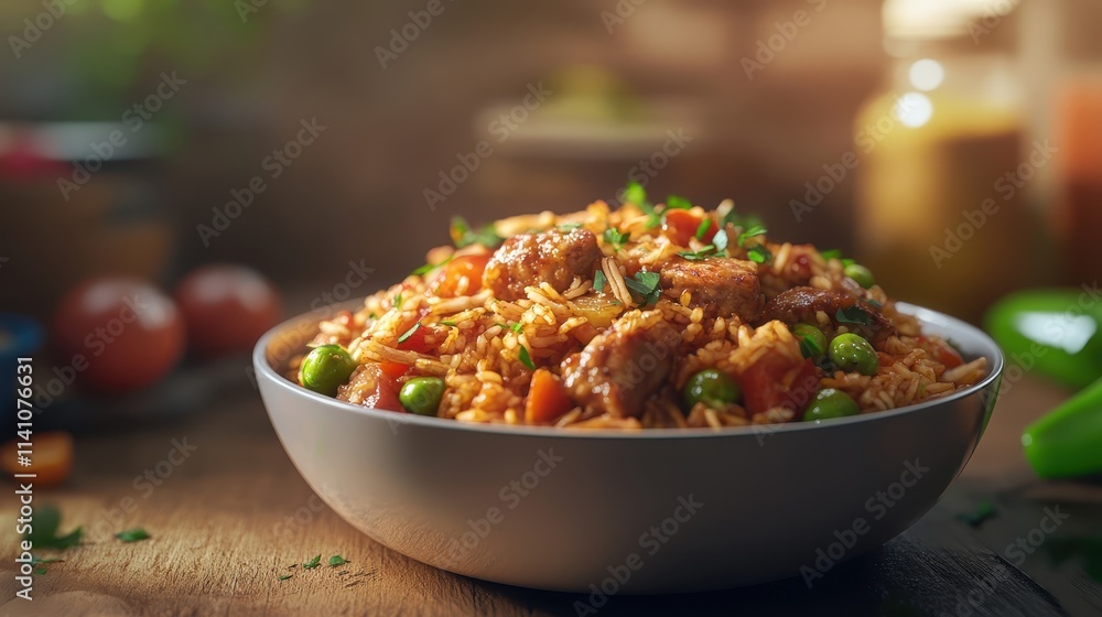 A bowl of food with meat and vegetables A bowl of food with meat and vegetables