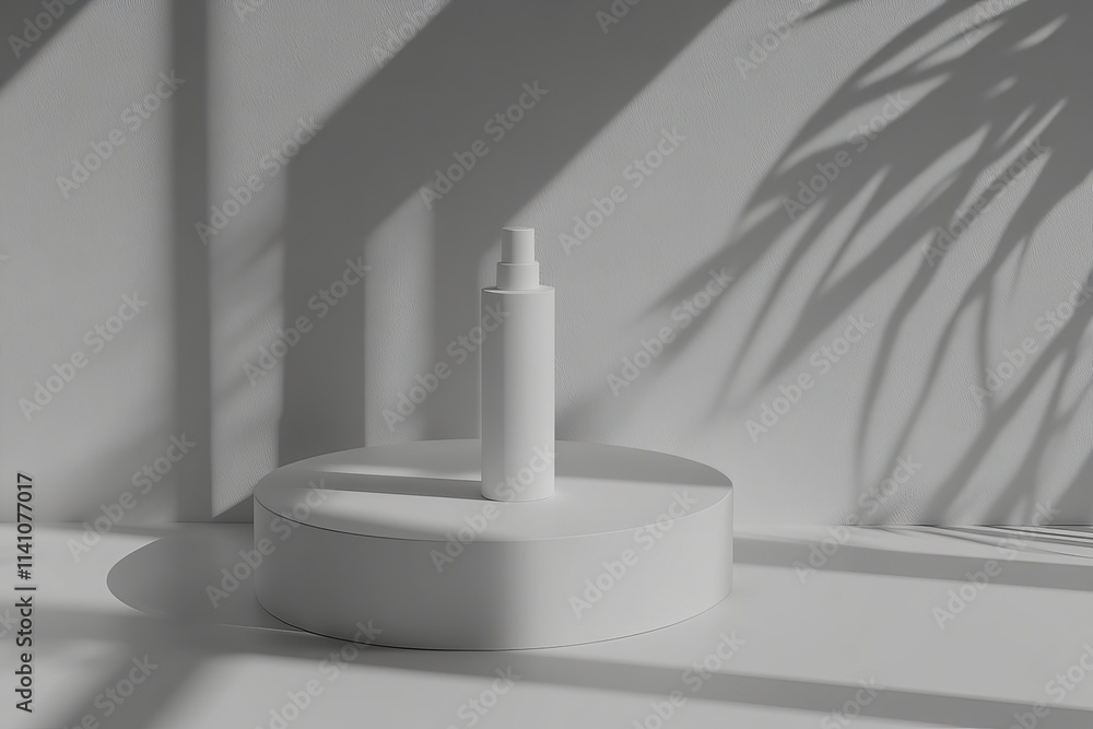 Isolated mockup of a skincare bottle product packaging against a white backdrop Isolated mockup of a skincare bottle product packaging against a white backdrop