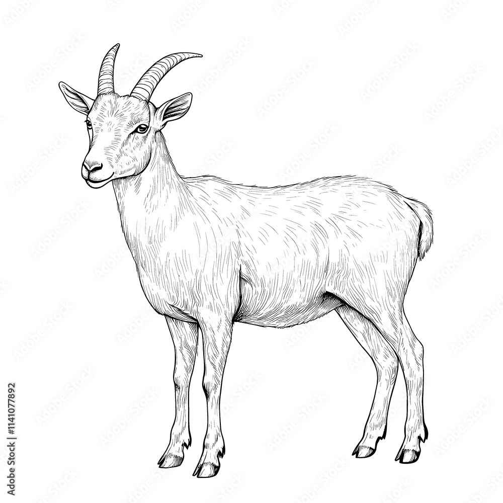 Fototapeta premium Sketch of a goat.