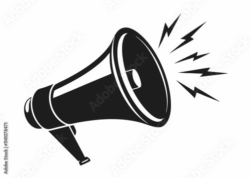 Silhouette of Megaphone Icon - Loudspeaker Vector Illustration for Communication and Announcements