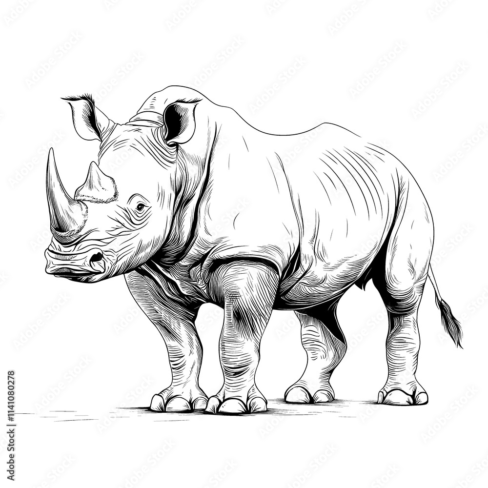 Fototapeta premium White rhino sketch.