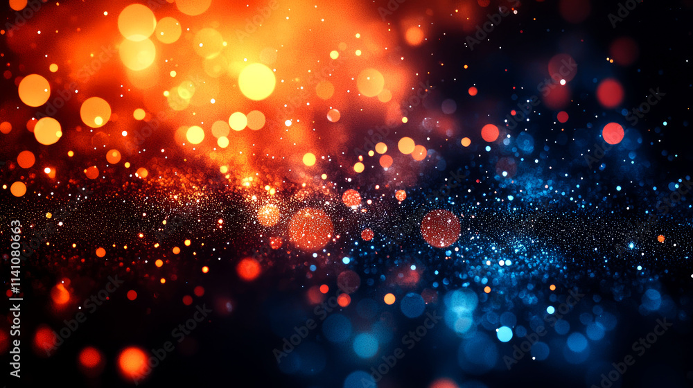 Obraz premium Abstract bokeh lights, red, blue, and orange.