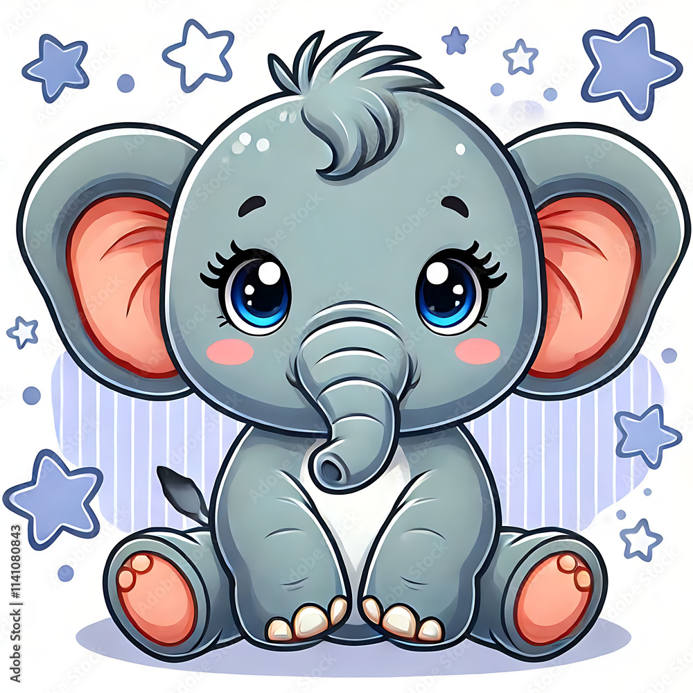 Cartoon cute baby elephant sitting
Cartoon cute baby elephant sitting