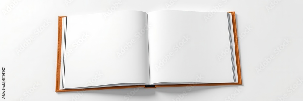 An open vertical photo album mockup with blank pages on a white background, design, open, vertical An open vertical photo album mockup with blank pages on a white background, design, open, vertical