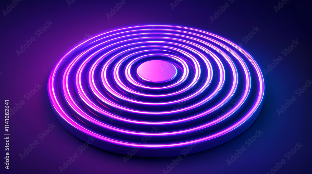 Bright laser beams form concentric circles in vivid purple hues, creating mesmerizing visual effect Bright laser beams form concentric circles in vivid purple hues, creating mesmerizing visual effect