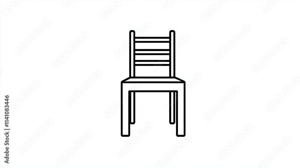 A simple line drawing of a chair on a white background, emphasizing minimalism. A simple line drawing of a chair on a white background, emphasizing minimalism.