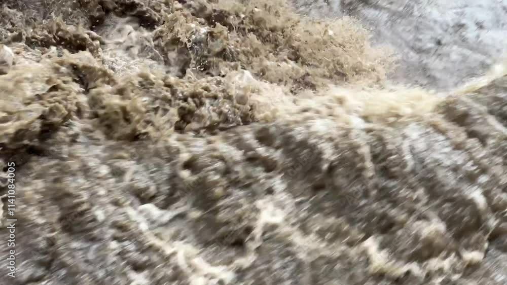 heavy flow of rainwater in the river heavy flow of rainwater in the river