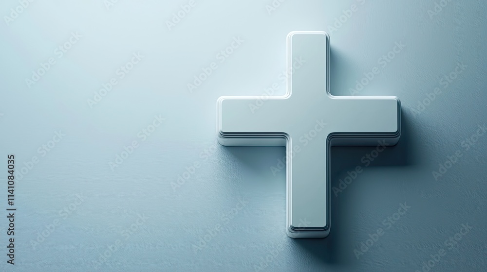 A minimalist white cross symbol on a soft blue background, suggesting health or positivity. A minimalist white cross symbol on a soft blue background, suggesting health or positivity.