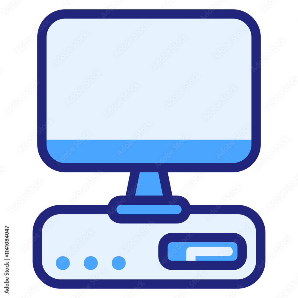 Personal computer blue filled outline style icon Personal computer blue filled outline style icon