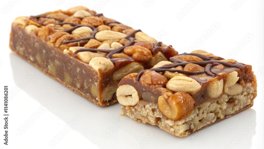 In this intimate shot a well protein bar showcases a crosssection filled with an enticing blend of rustic oats and rich cashews all embedded in a sticky caramellike base. In this intimate shot a well protein bar showcases a crosssection filled with an enticing blend of rustic oats and rich cashews all embedded in a sticky caramellike base.