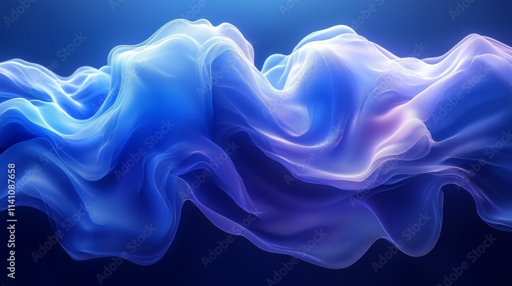 Obraz premium Abstract Flowing Blue Waves with Soft Light and Smooth Textures Background - Made with Generative AI