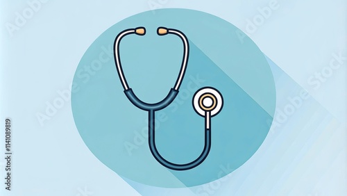 Flat Design of Stethoscope Icon for Medical Professionals photo