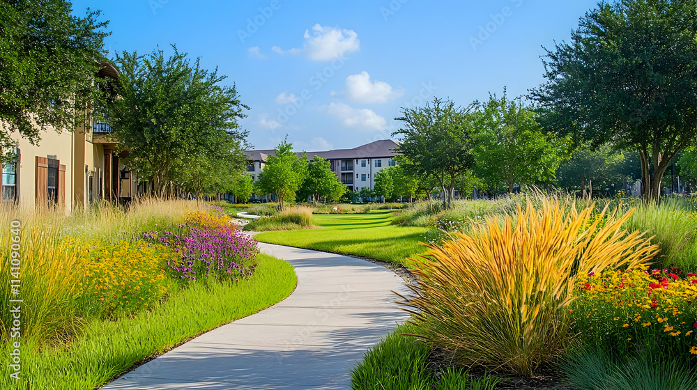 Obraz premium Illinois Prairie Park with tall grasses and wildflower meadows, peaceful Midwest escape
