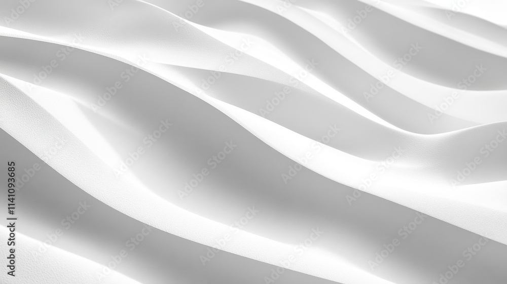 Obraz premium Minimalist abstract white wavy texture resembling smooth paper folds or fabric waves creating a clean modern background