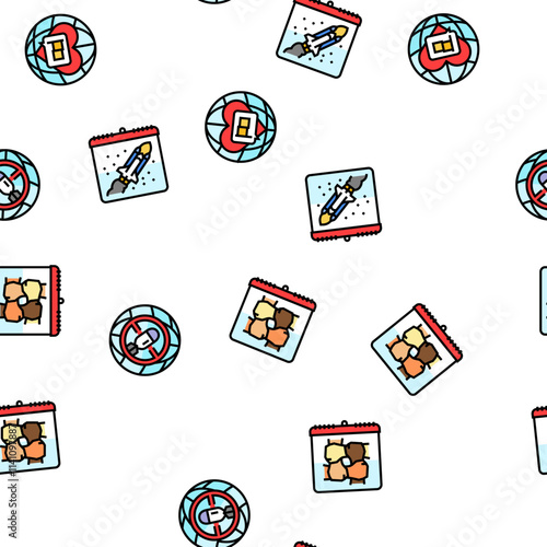 international holiday day vector seamless pattern thin line illustration
