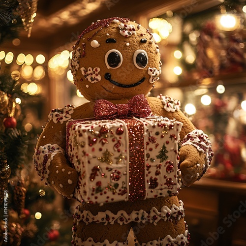 Wallpaper Mural Character gingerbread with gift  Torontodigital.ca