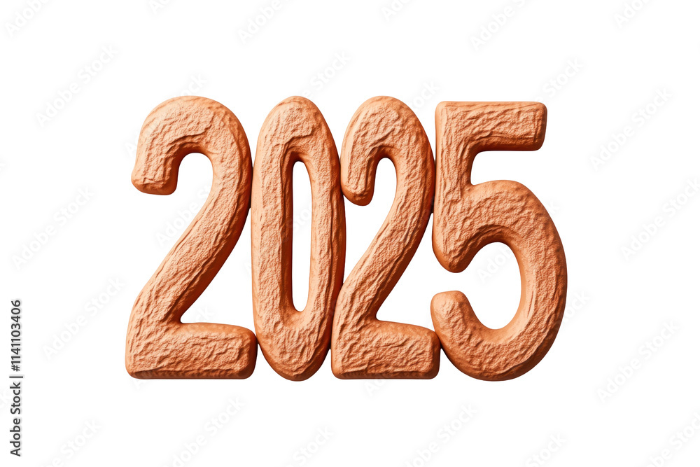 The year 2025 is displayed in large, textured, orange numbers on a white background. The year 2025 is displayed in large, textured, orange numbers on a white background.
