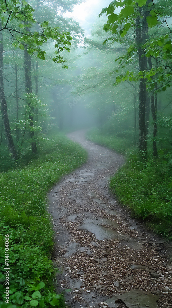 Fototapeta premium soft forest mist with gentle light and calming colors,