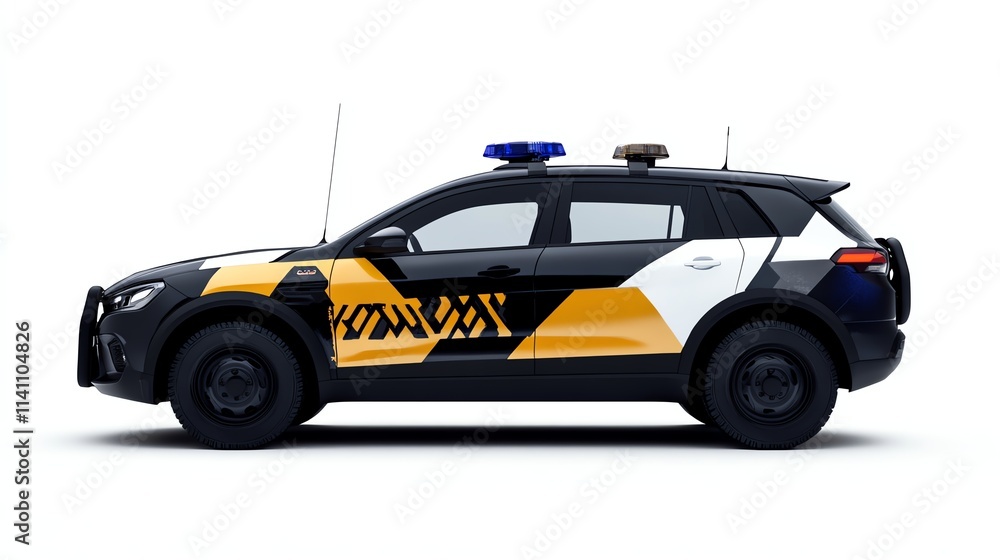 Police vehicle with modern design, isolated on white background. Police vehicle with modern design, isolated on white background.