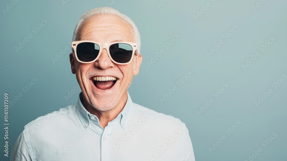 Senior Man in Sunglasses with a Joyful Expression, Sunglasses add flair to the man concept. Senior Man in Sunglasses with a Joyful Expression, Sunglasses add flair to the man concept.