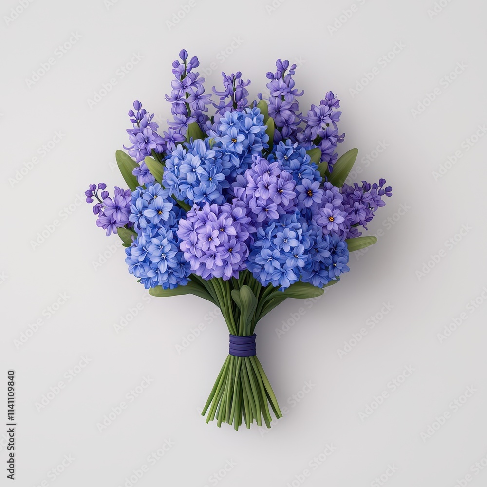 Vibrant Blue Floral Bouquet with Green Leaves and Whimsical Design Vibrant Blue Floral Bouquet with Green Leaves and Whimsical Design