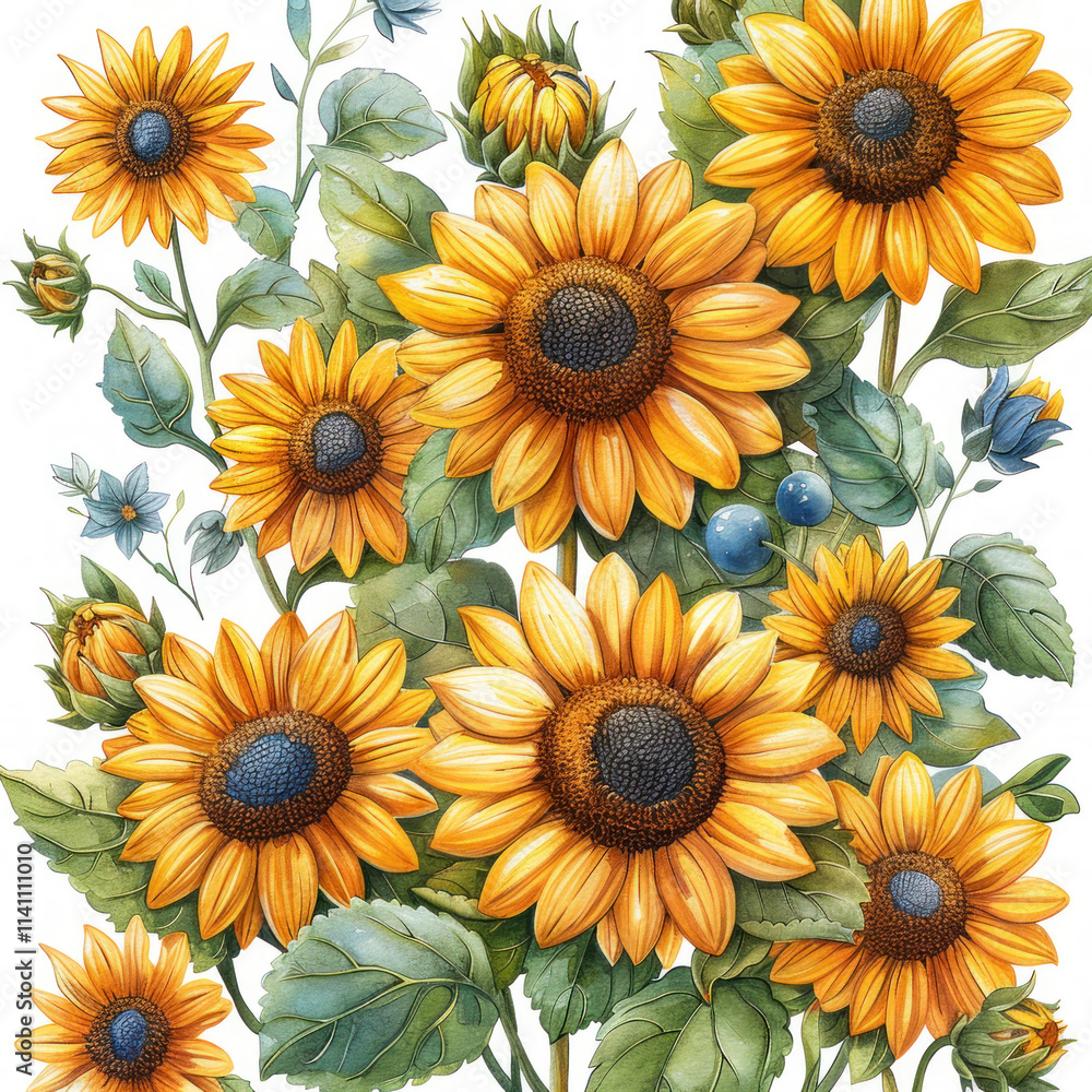 Obraz premium watercolor,Sunflowers Clipart,white background,. 