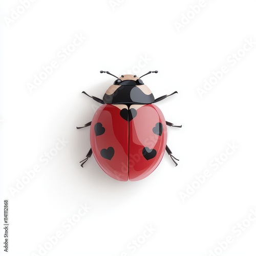 Cute cartoon ladybug illustration with heart patterns on wings