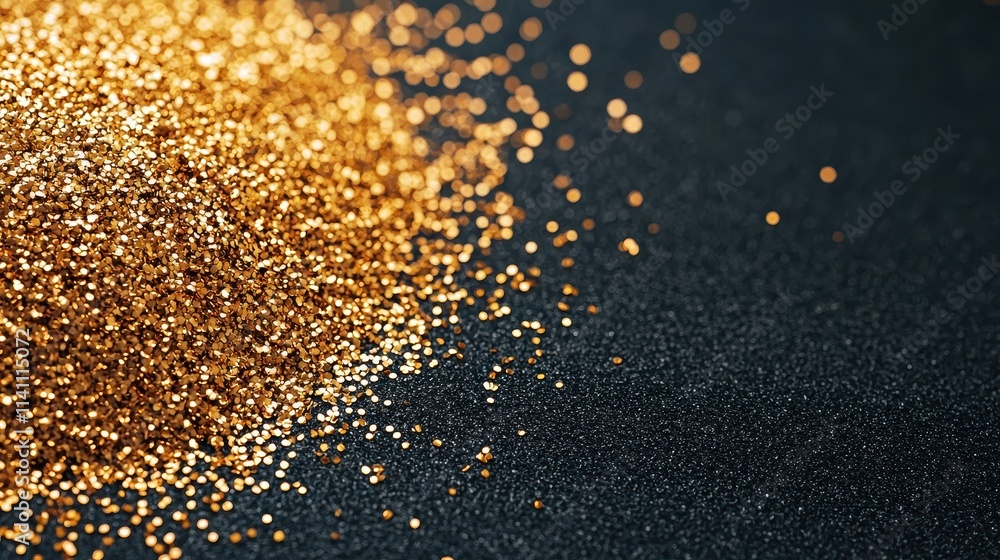 Shimmering Gold Glitter Pile on Dark Surface for Crafting Projects Shimmering Gold Glitter Pile on Dark Surface for Crafting Projects